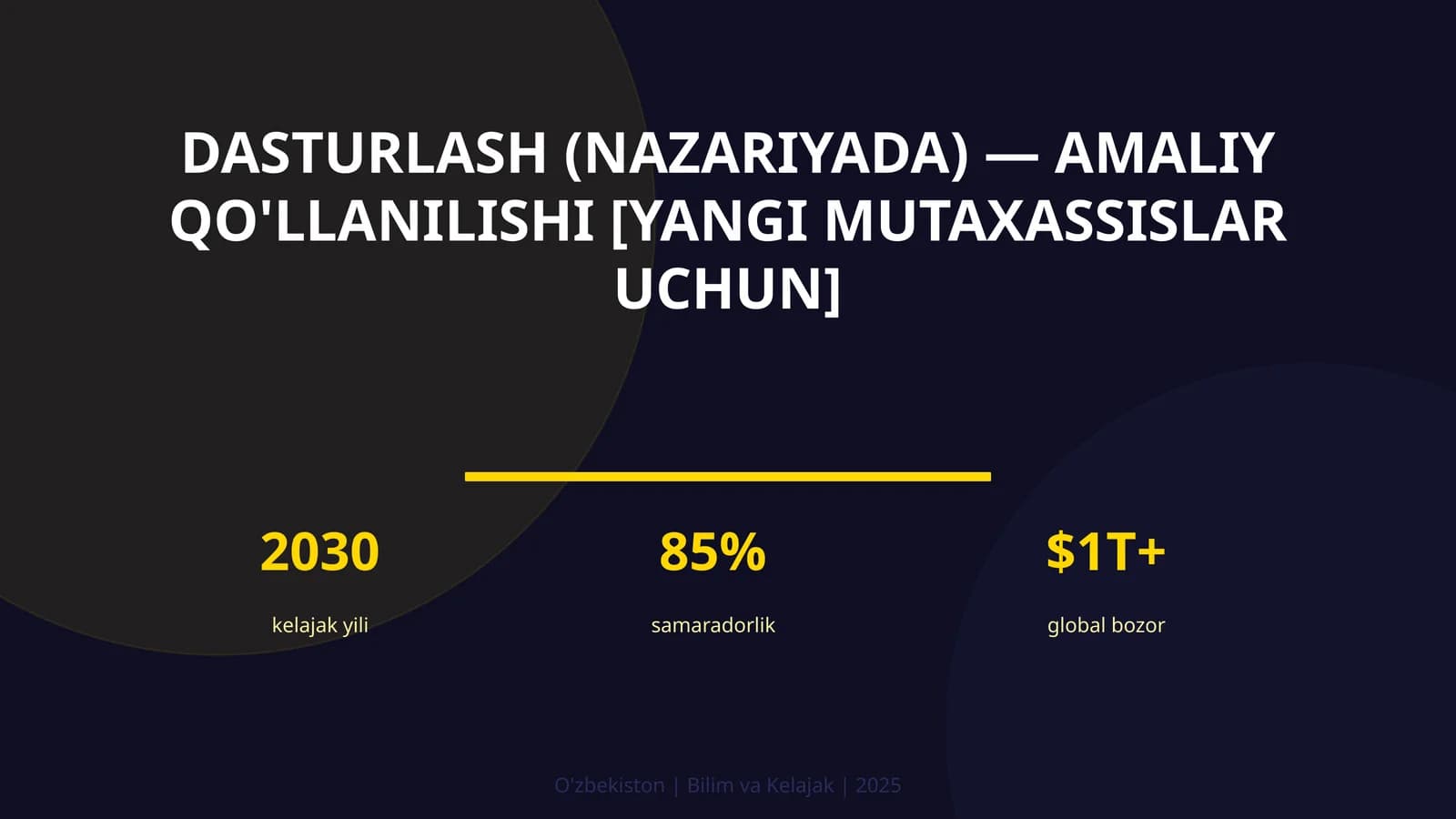 Dasturlash (nazariyada) — amaliy qo'llanilishi [yangi mutaxassislar uchun]
