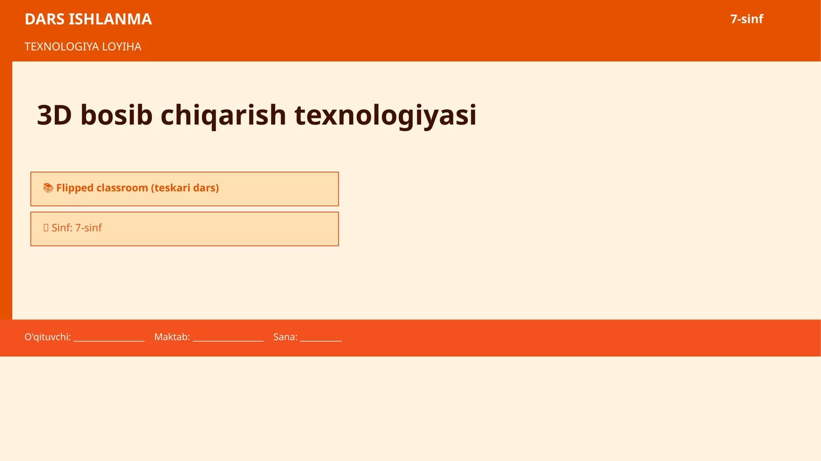 3D bosib chiqarish texnologiyasi