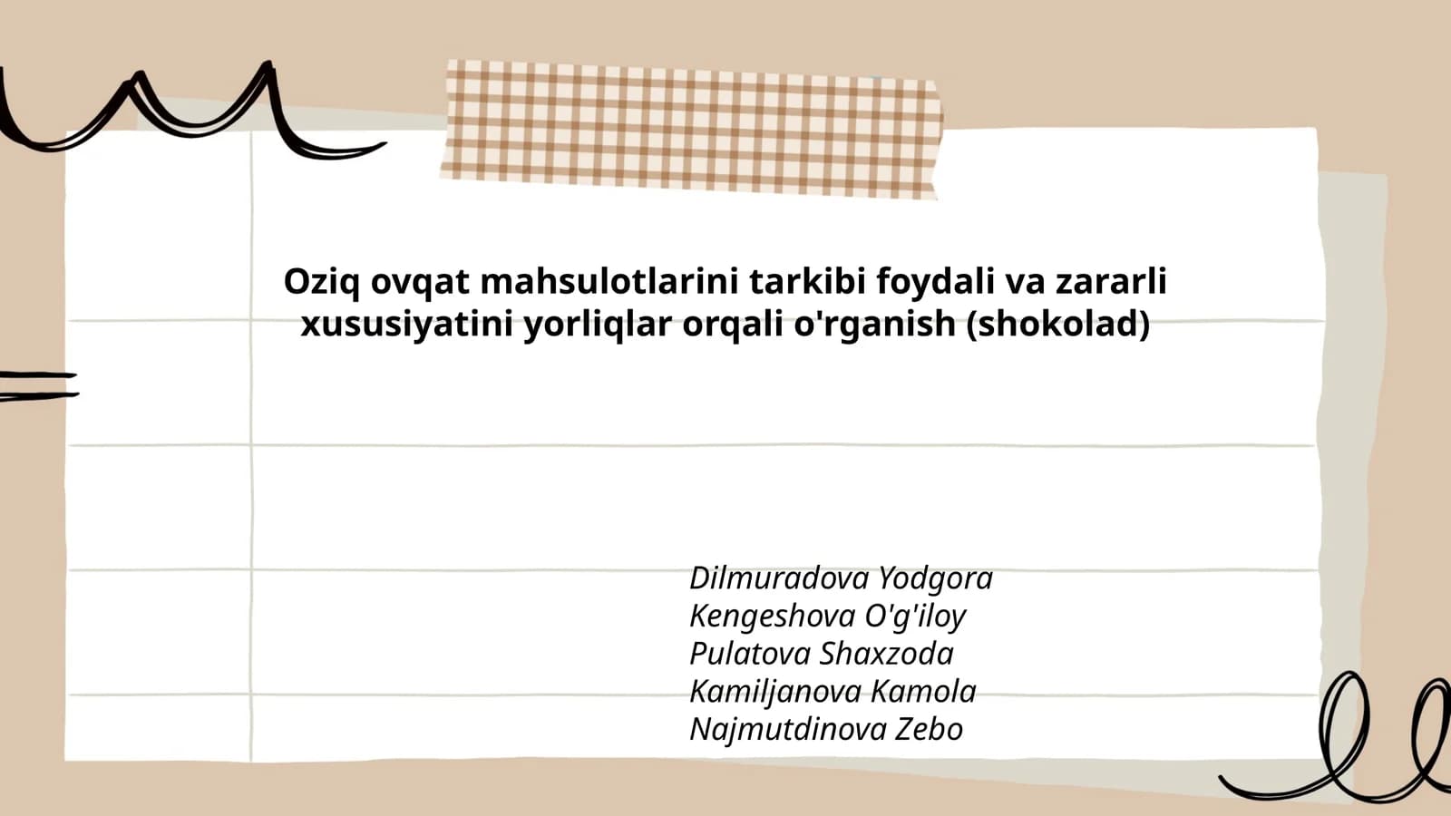 Oziq ovqat mahsulotlarini tarkibi foydali va zararli xususiyatini yorliqlar orqali o'rganish (shokolad)