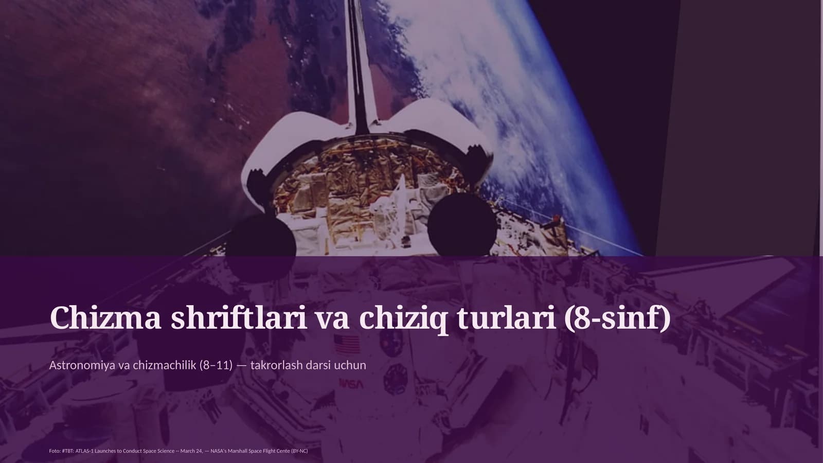 Chizma shriftlari va chiziq turlari (8-sinf)