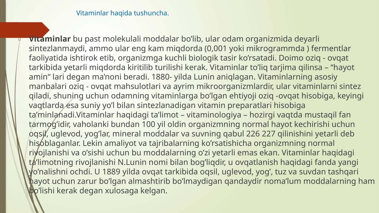 Vitaminlar haqida tushuncha