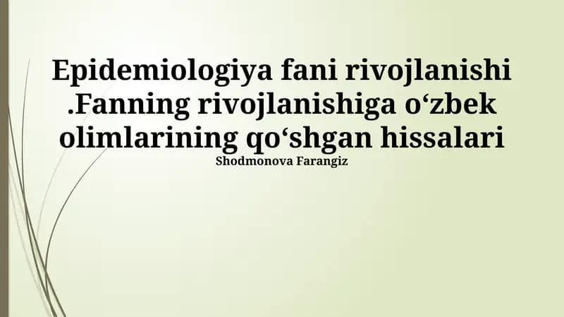 Epidemiologiya fani rivojlanishi