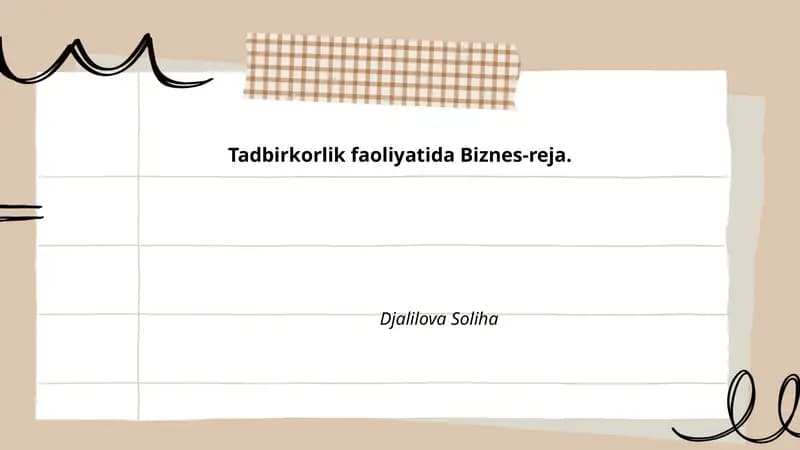 Tadbirkorlik faoliyatida Biznes-reja