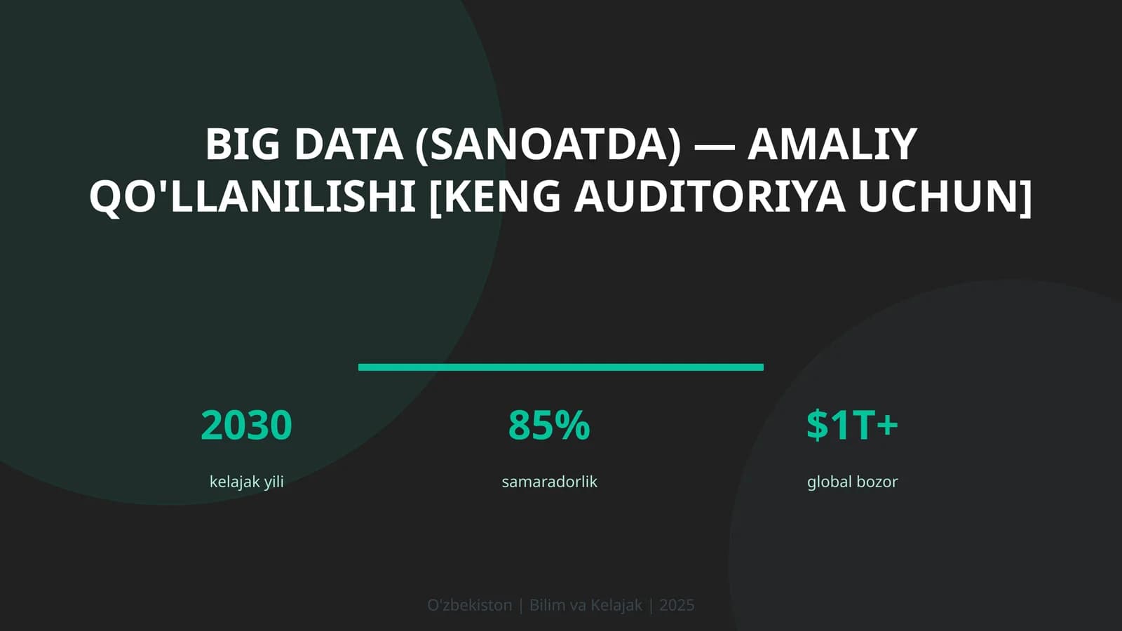 BIG DATA (SANOATDA) — AMALIY QO'LLANILISHI [KENG AUDITORIYA UCHUN]