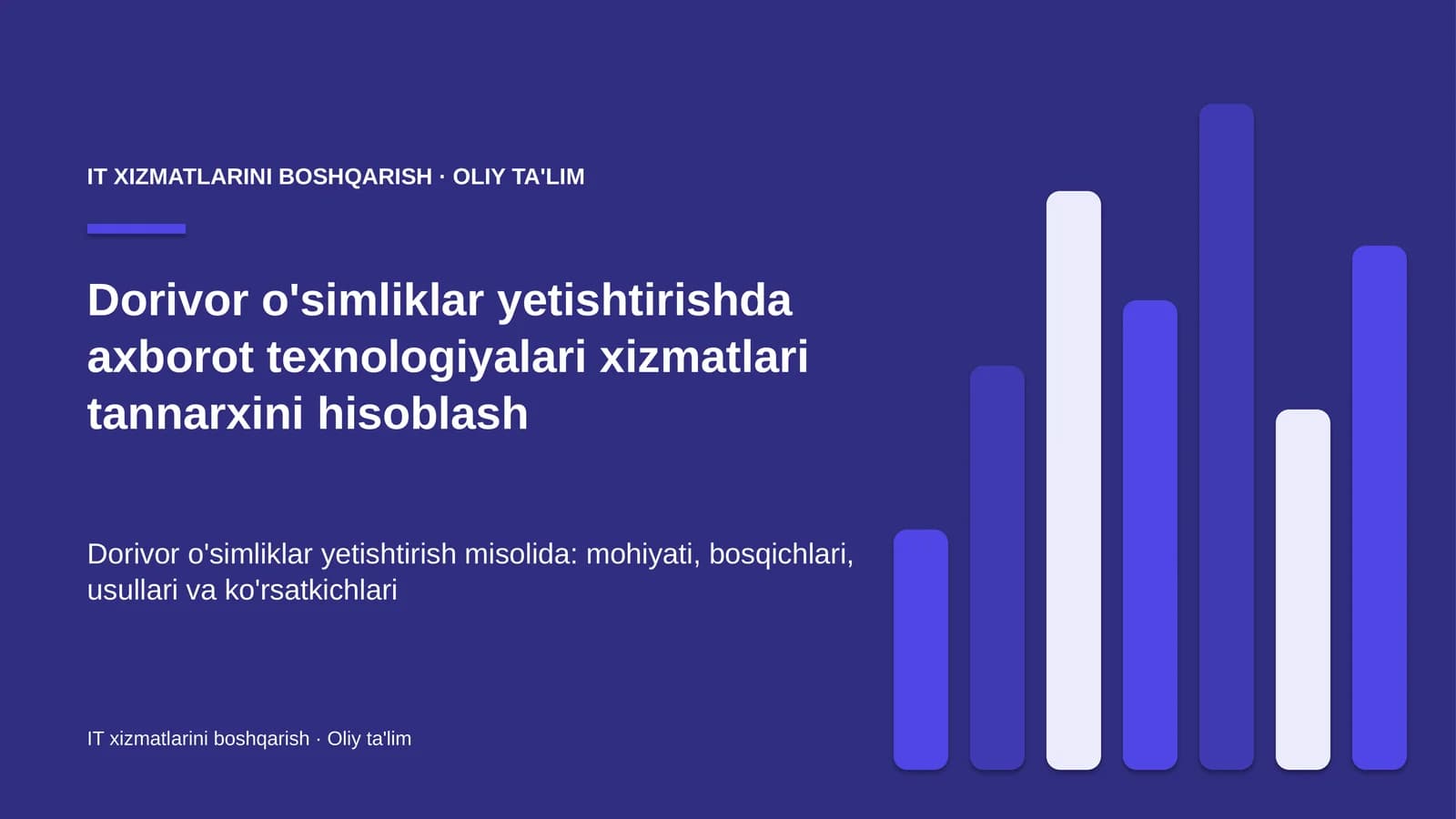 IT XIZMATLARINI BOSHQARISH · OLIY TA'LIM