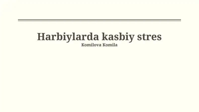 Harbiylarda kasbiy stres