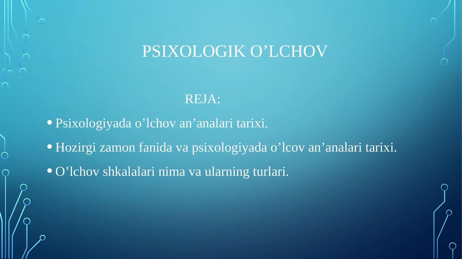 PSIXOLOGIK O’LCHOV