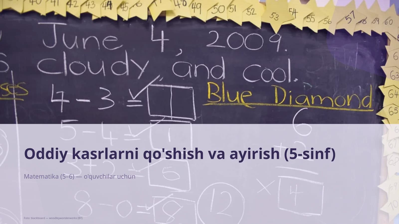 Oddiy kasrlarni qo'shish va ayirish (5-sinf)