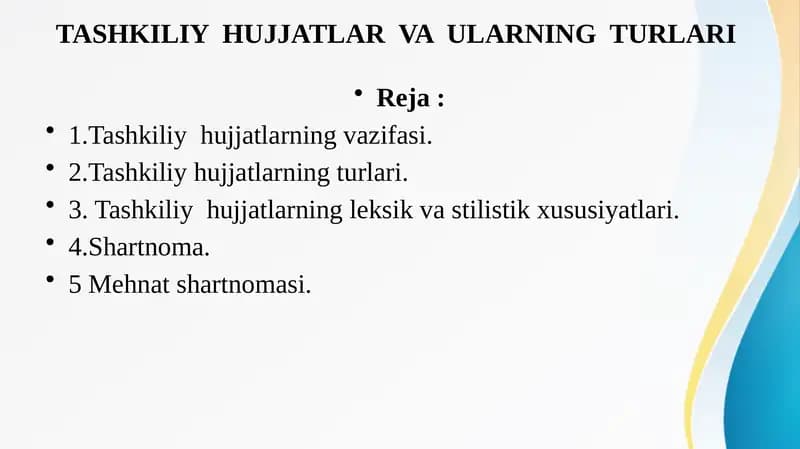 Tashkiliy hujjatlar