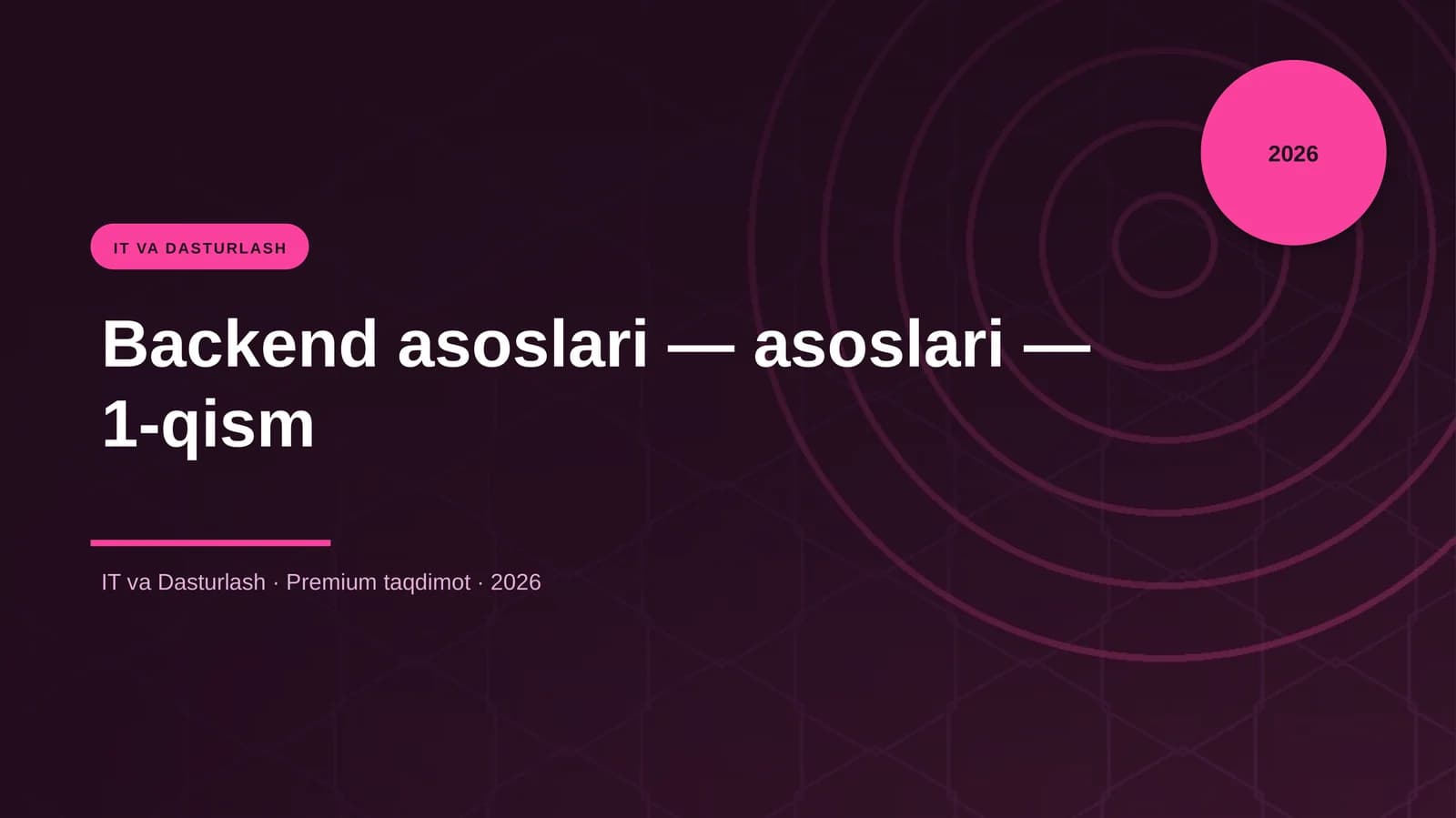 Backend asoslari — asoslari — 1-qism