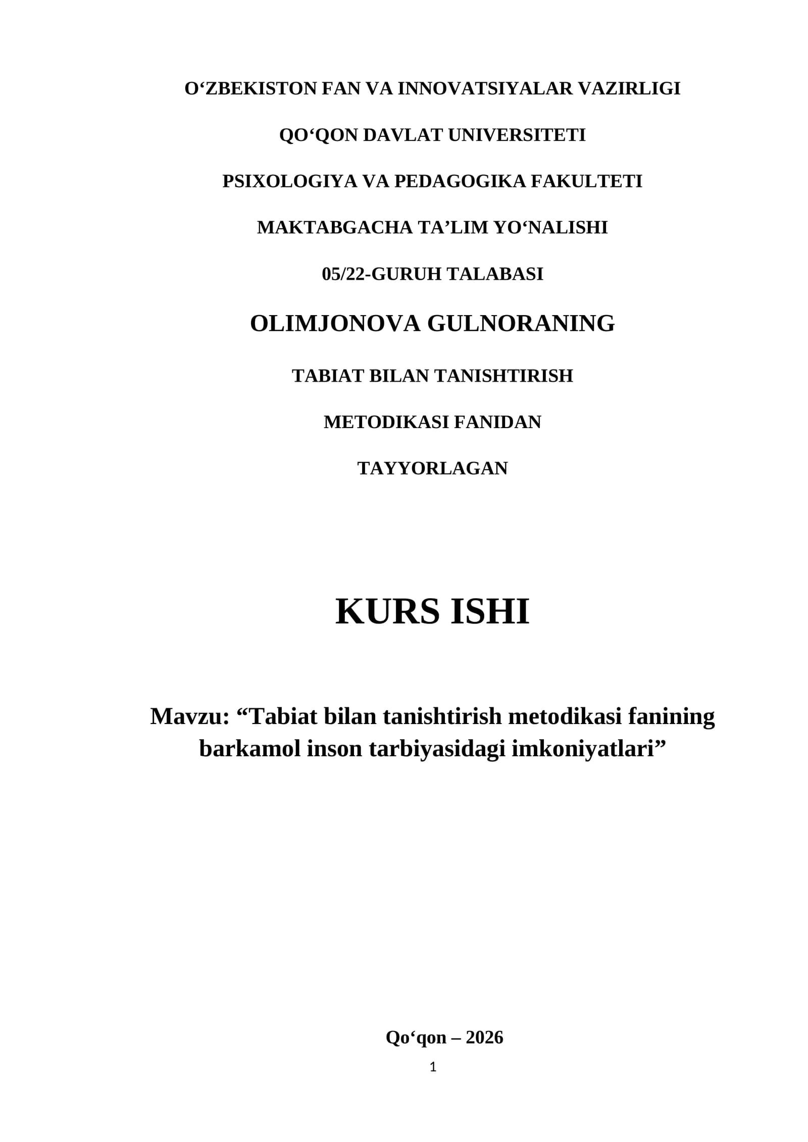 Maktabgacha taʼlim yoʻnalishi