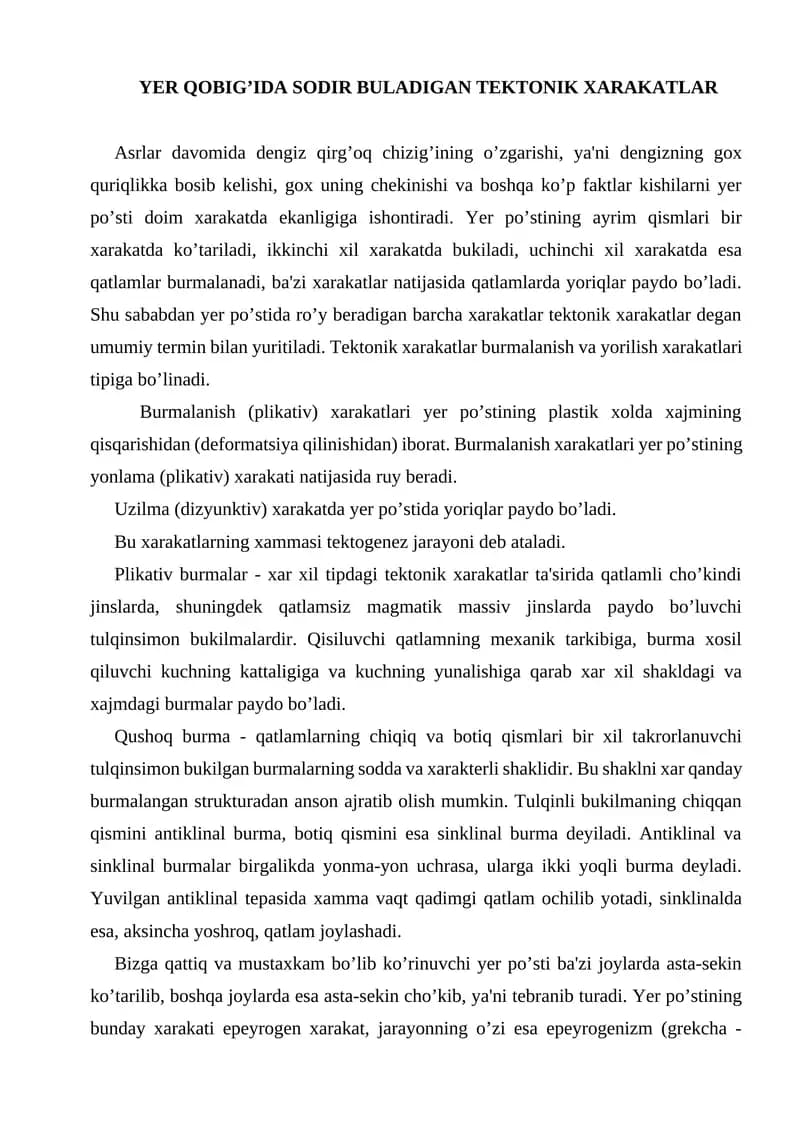 Tektonik Xarakatlar