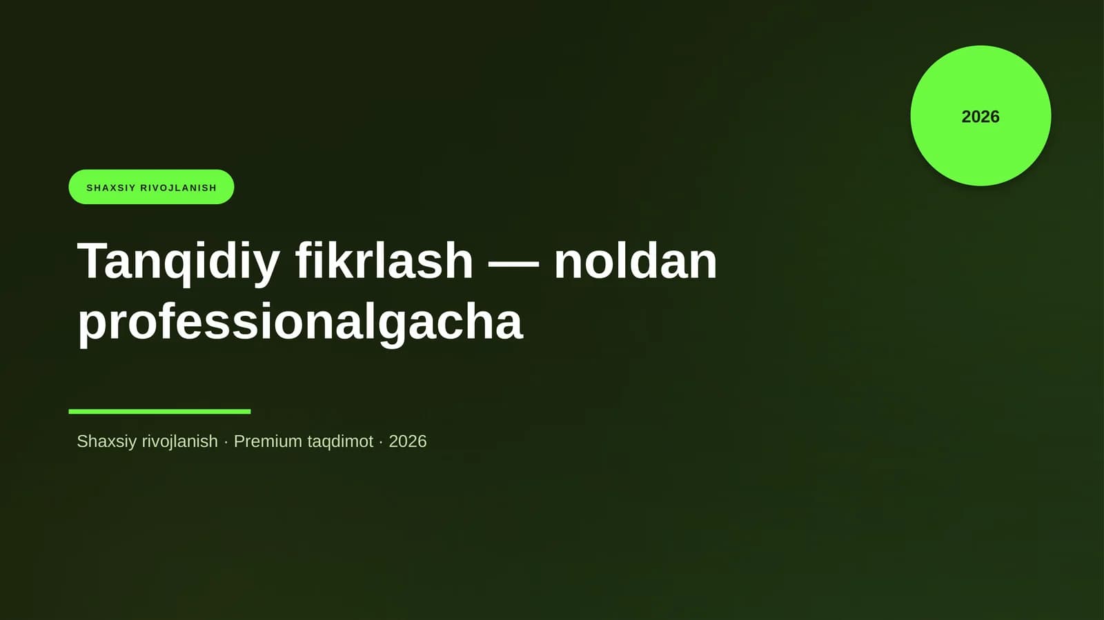 Tanqidiy fikrlash — noldan professionalgacha