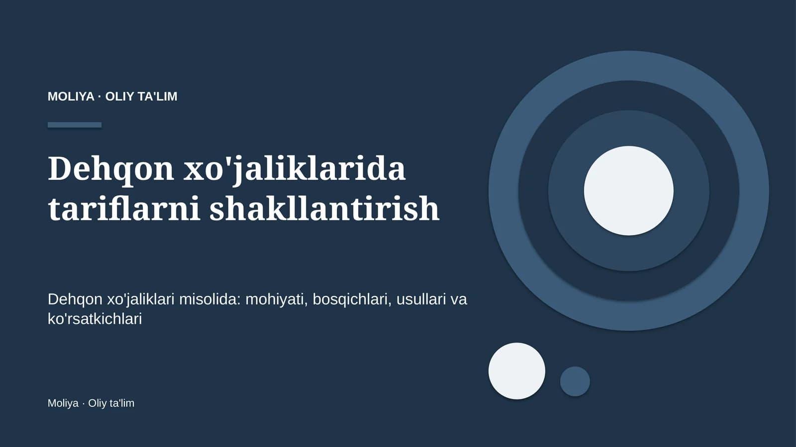 Dehqon xo'jaliklarida tariflarni shakllantirish