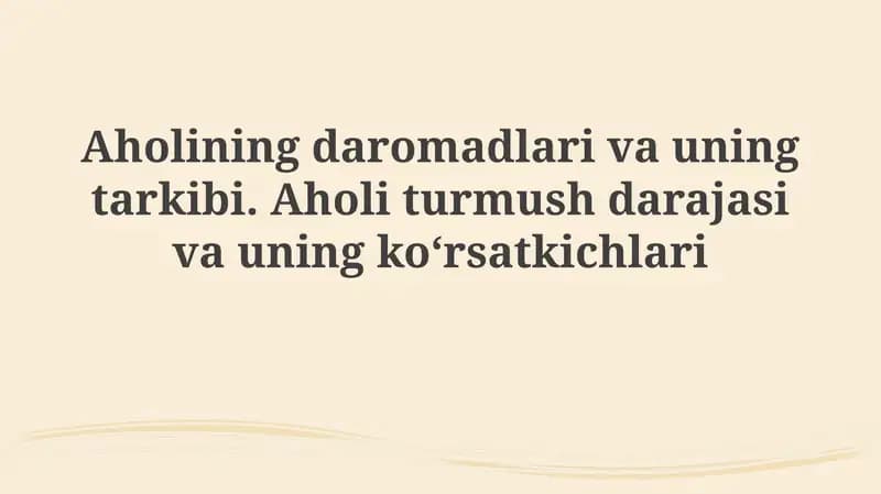 Hayot darajasi va uning koʻrsatkichlari