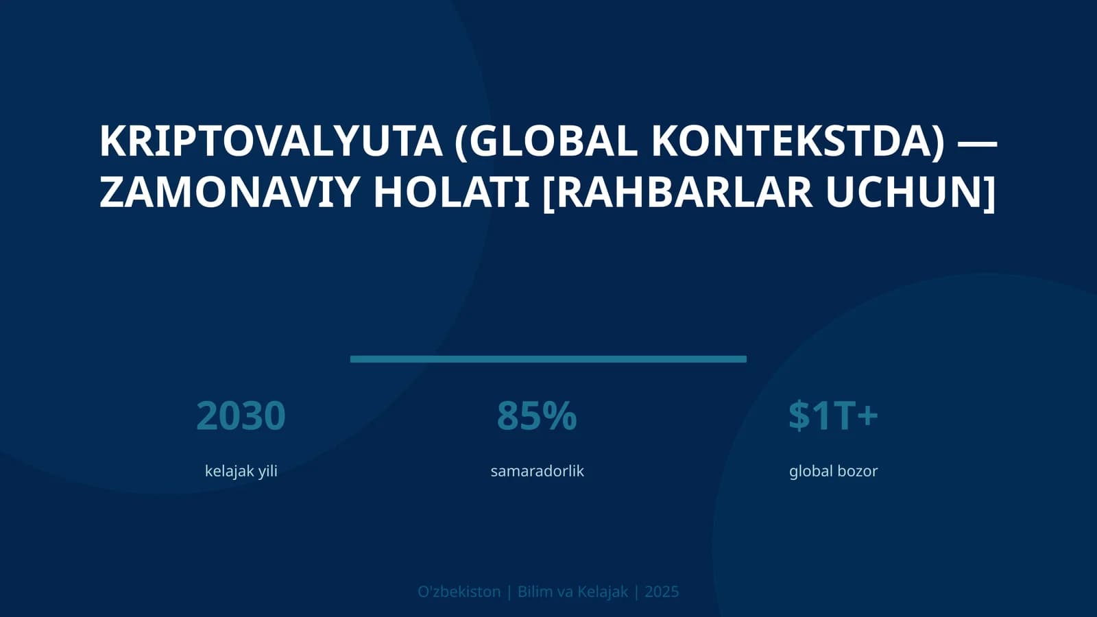 Kriptovalyuta (GLOBAL KONTEKSTDA) — ZAMONAVIY HOLATI [RAHBARLAR UCHUN]