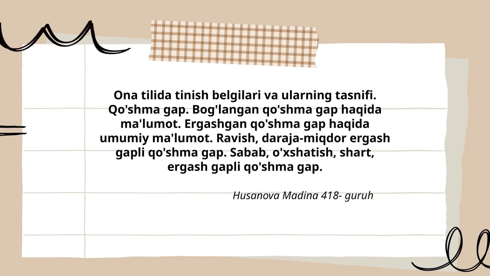 Husanova Madina Ona Tilida Tinish Belgilari