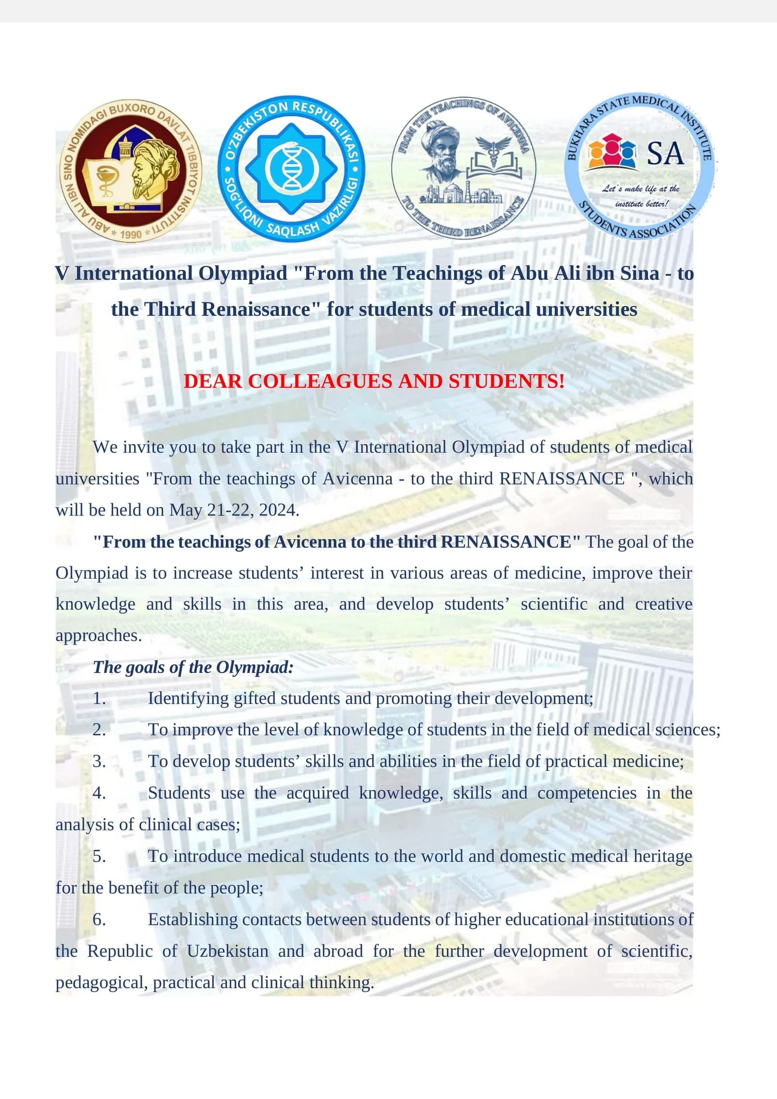From the Teachings of Abu Ali ibn Sina - to the Third Renaissance International Olympiad