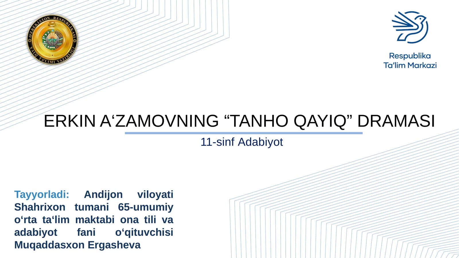 ERKIN A‘ZAMOVNING “TANHO QAYIQ” DRAMASI