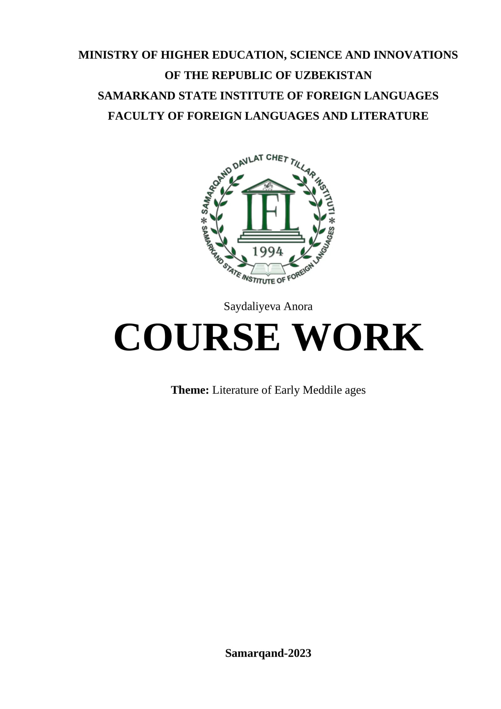 Literature of Early Middle Ages