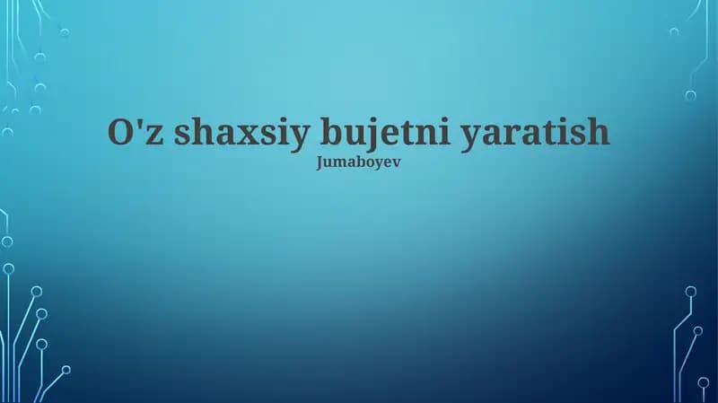 Byudjetni yaratish