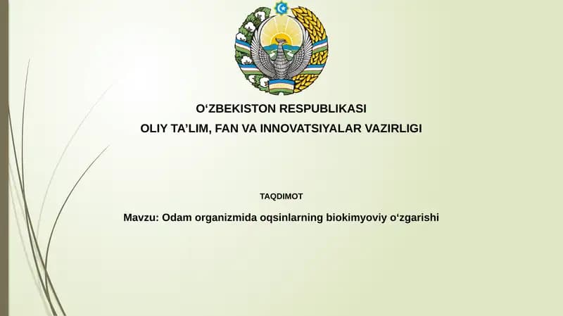 Odamorganizmidaoqsinlarningbiokimyoviyoʻzgarishi