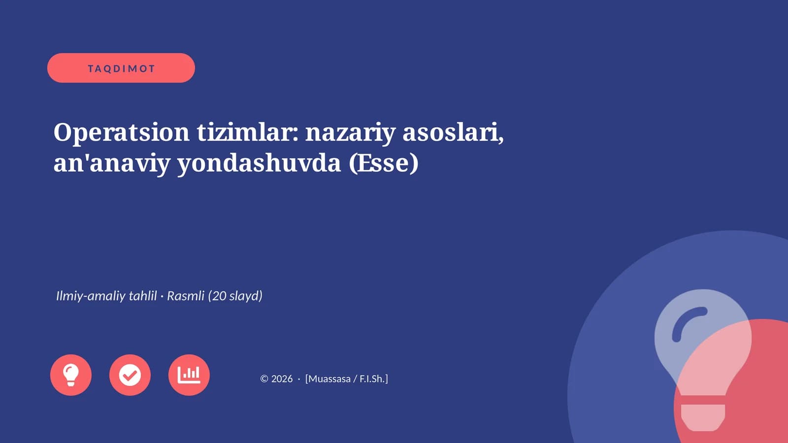 Operatsion tizimlar: nazariy asoslari, an'anaviy yondashuvda (Esse)