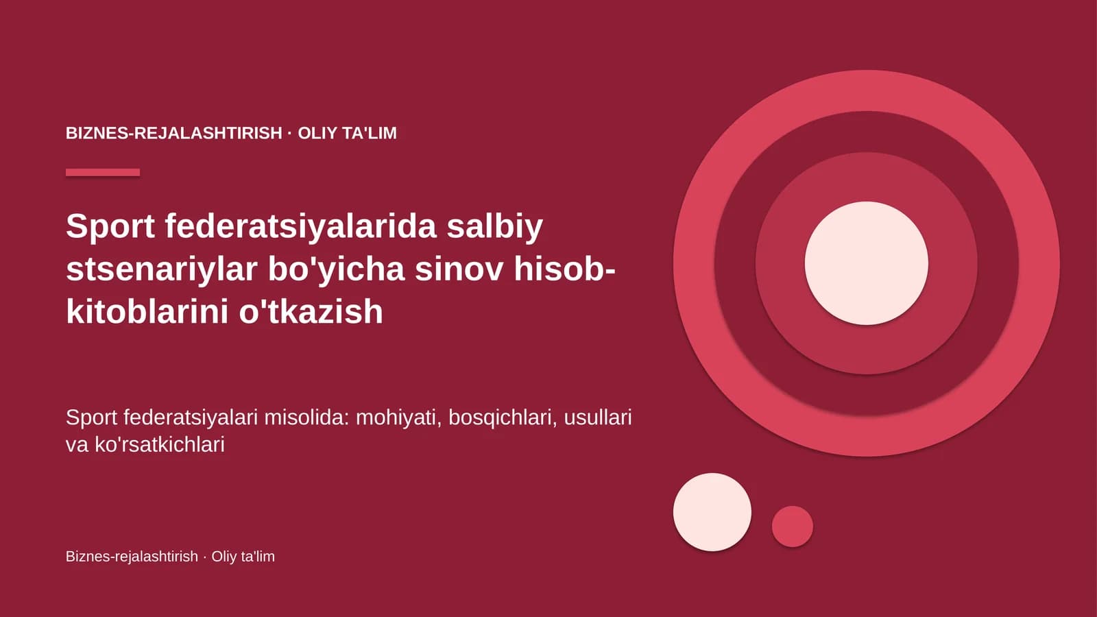 sport federatsiyalarida salbiy stsenariylar bo'yicha sinov hisob kitoblarini o'tkazish 3160