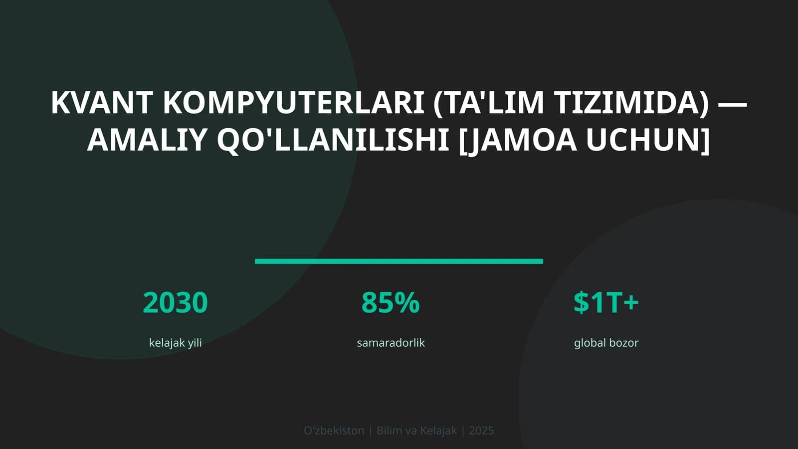 Kvant kompyuterlari (ta'lim tizimida) — amaliy qo'llanilishi [jamoa uchun]