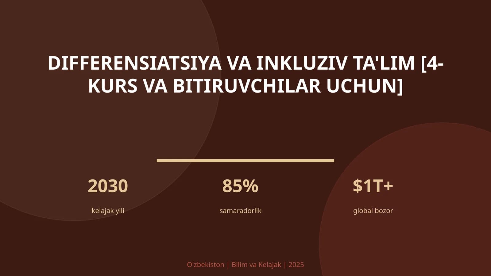 Differensiatsiya va inkluziv ta'lim [4-kurs va bitiruvchilar uchun]
