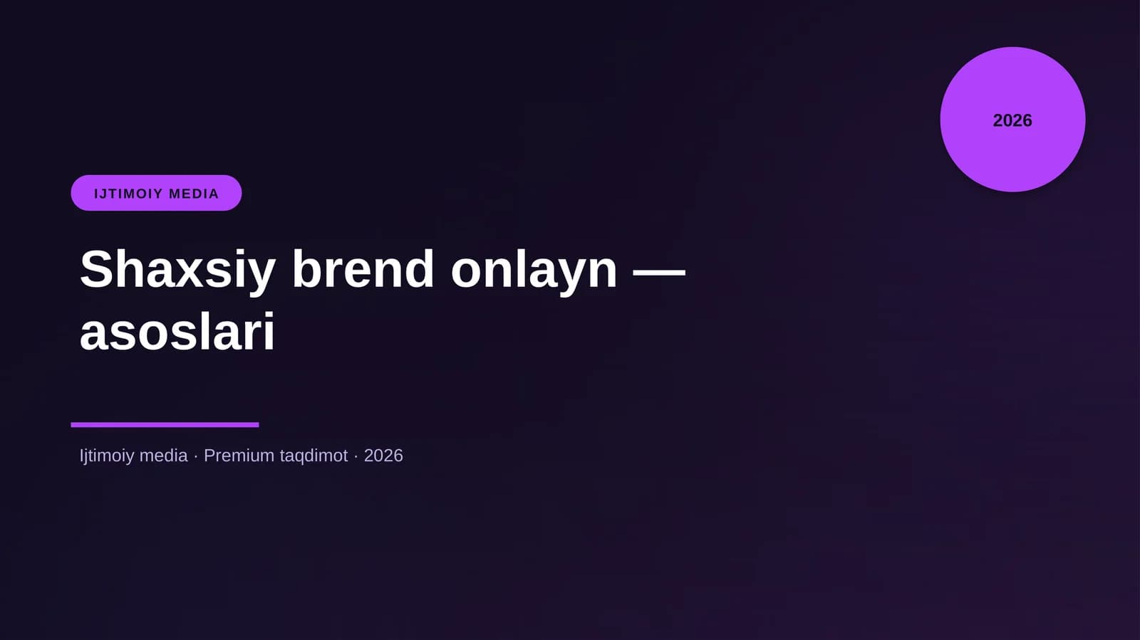 Shaxsiy brend onlayn — asoslari