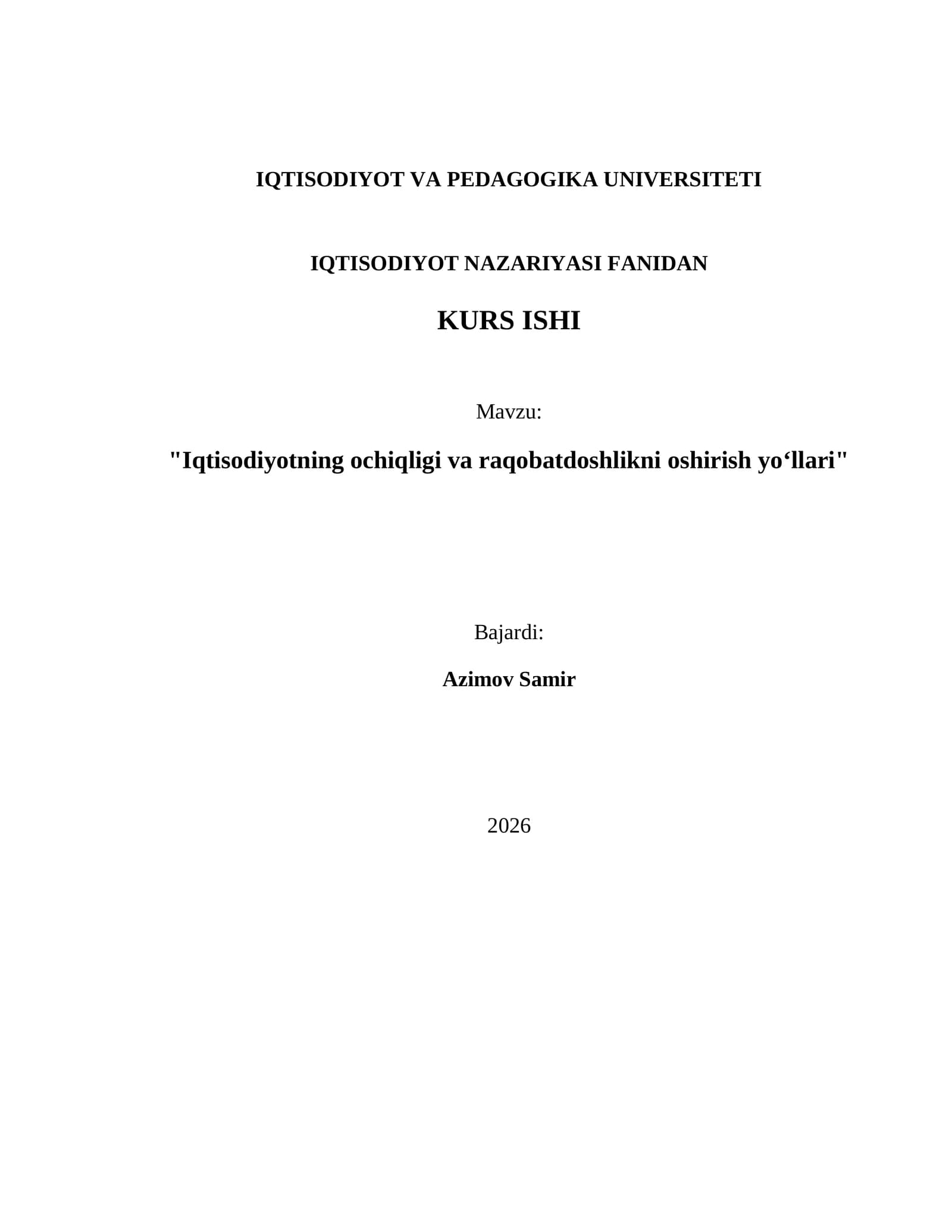 IQTISODIYOT NAZARIYASI