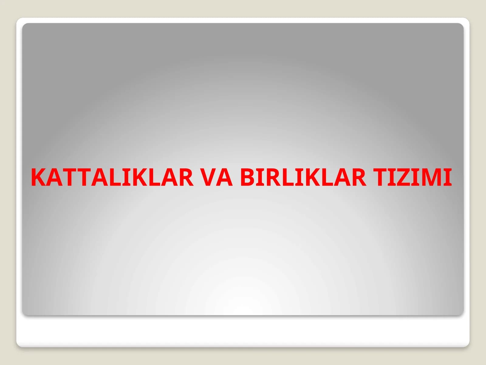 KАTTАLIKLАR VА BIRLIKLАR TIZIMI