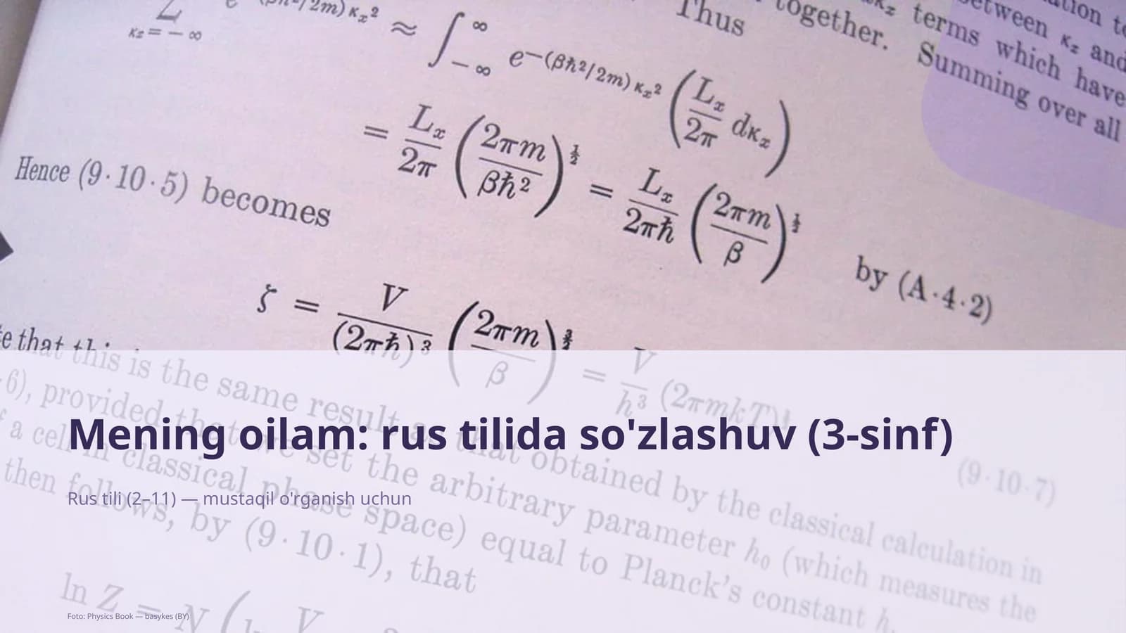 Mening oilam: rus tilida so'zlashuv (3-sinf)