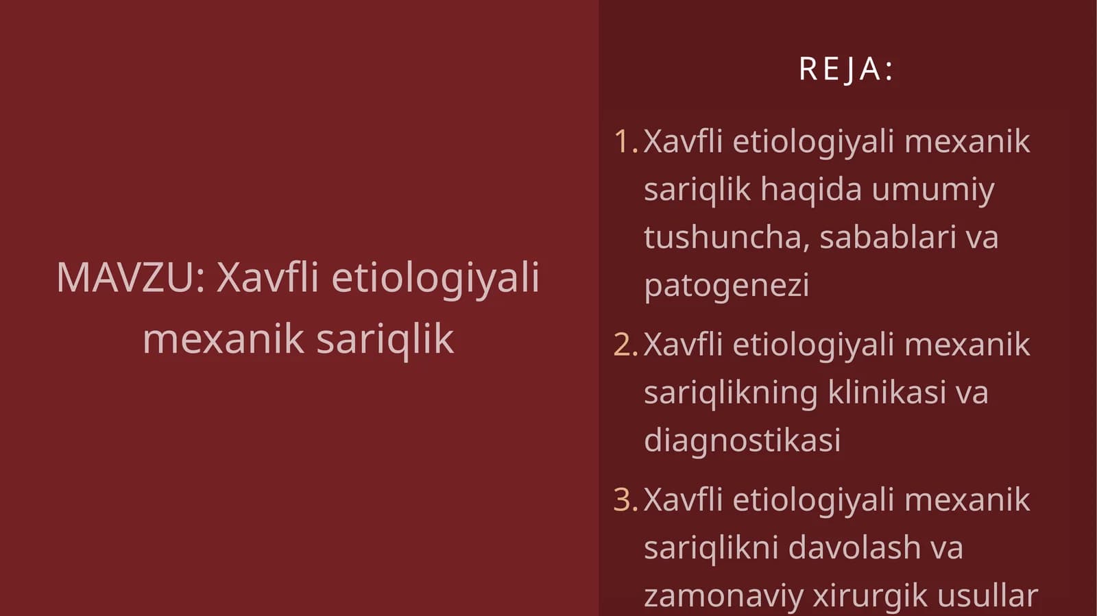 Xavfli etiologiyali mexanik sariqlik