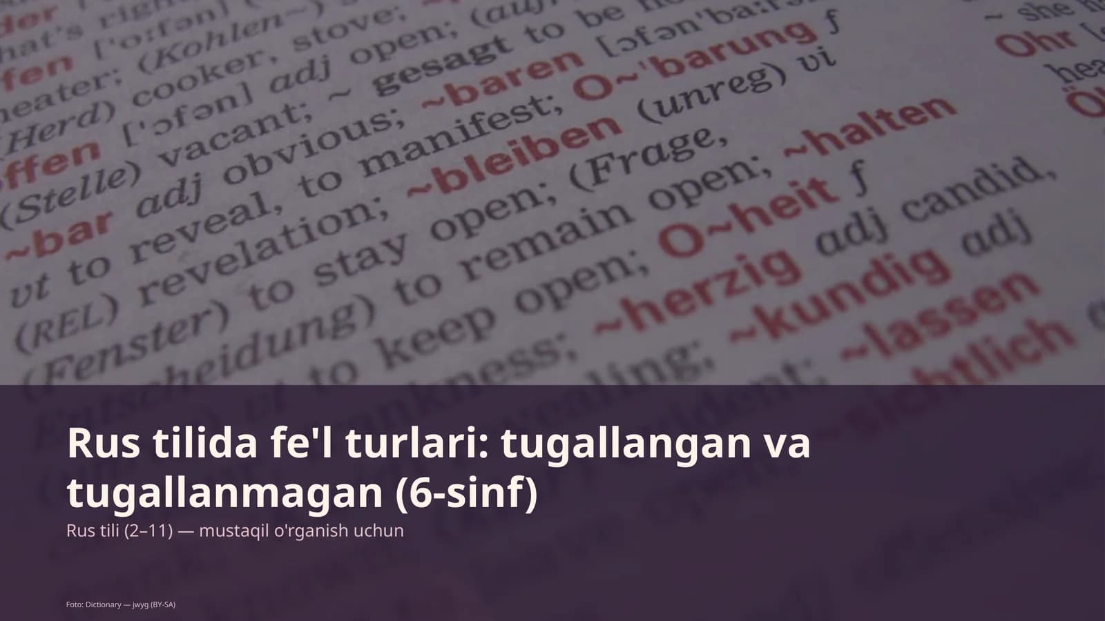 Rus tilida fe'l turlari: tugallangan va tugallanmagan (6-sinf)