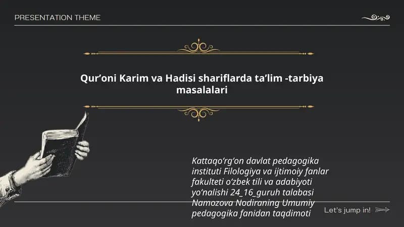Qurʼoni Karim va Hadisi shariflarda taʼlim -tarbiya masalalari