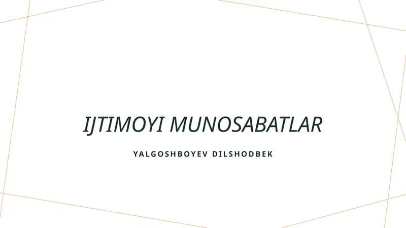 Ijtimoyi munosabatlar