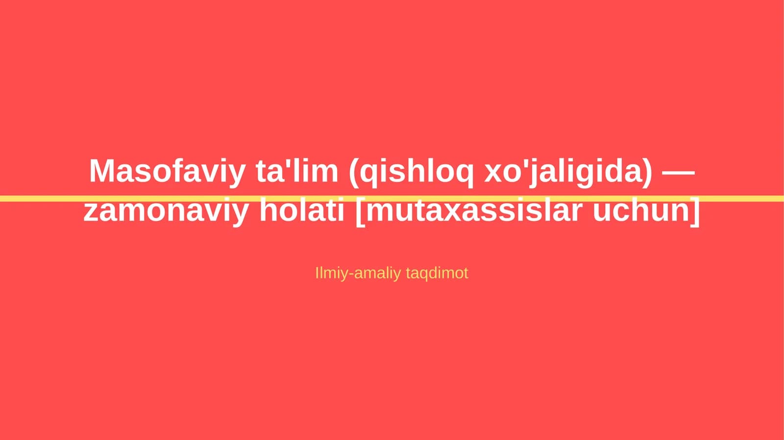 Masofaviy ta'lim (qishloq xo'jaligida) — zamonaviy holati [mutaxassislar uchun]