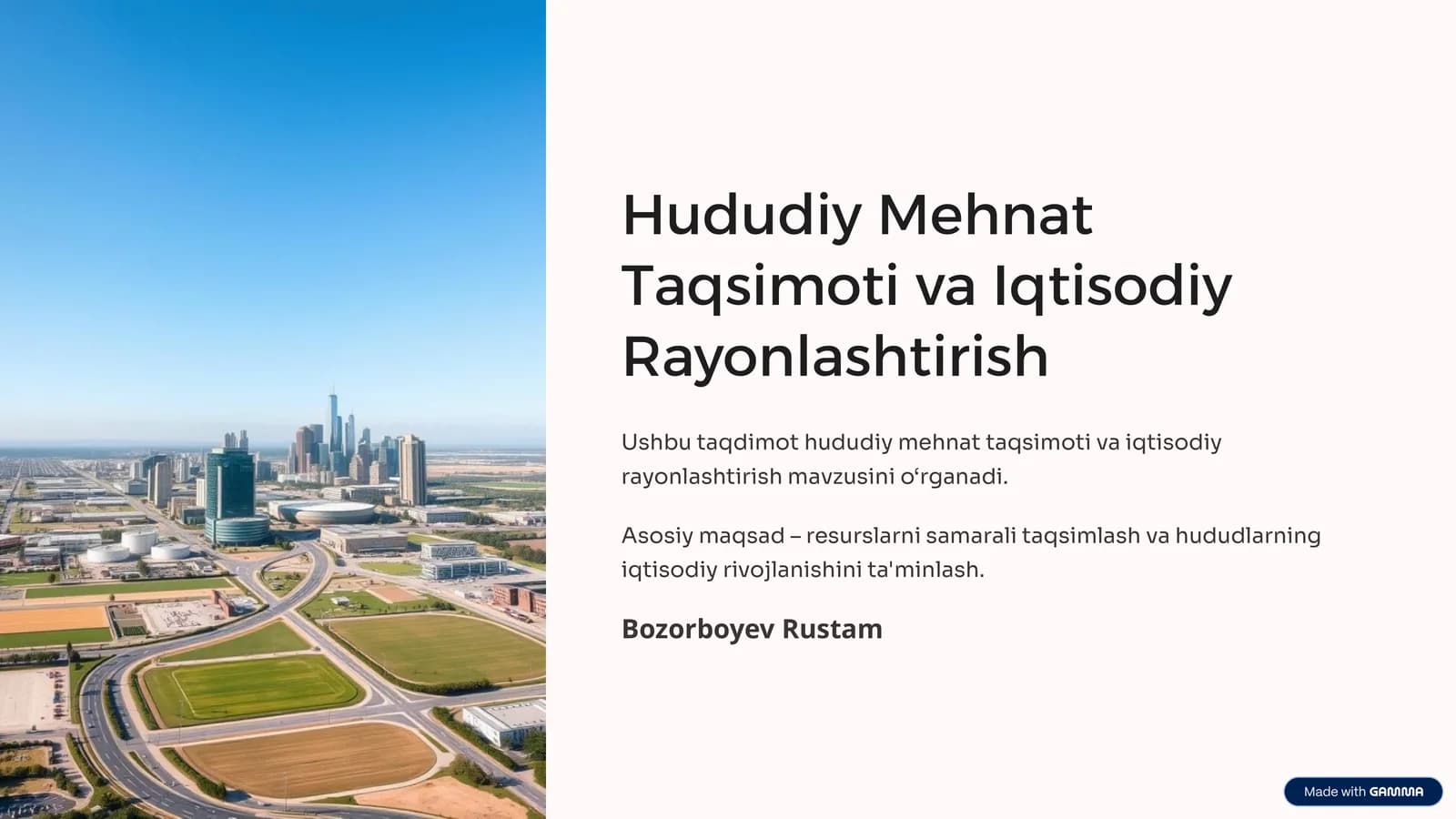 Hududiy Mehnat Taqsimoti va Iqtisodiy Rayonlashtirish