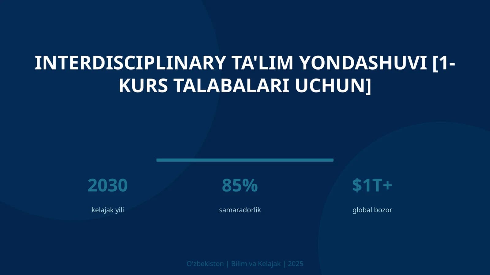 Interdisciplinary ta'lim yondashuvi [1-kurs talabalari uchun]
