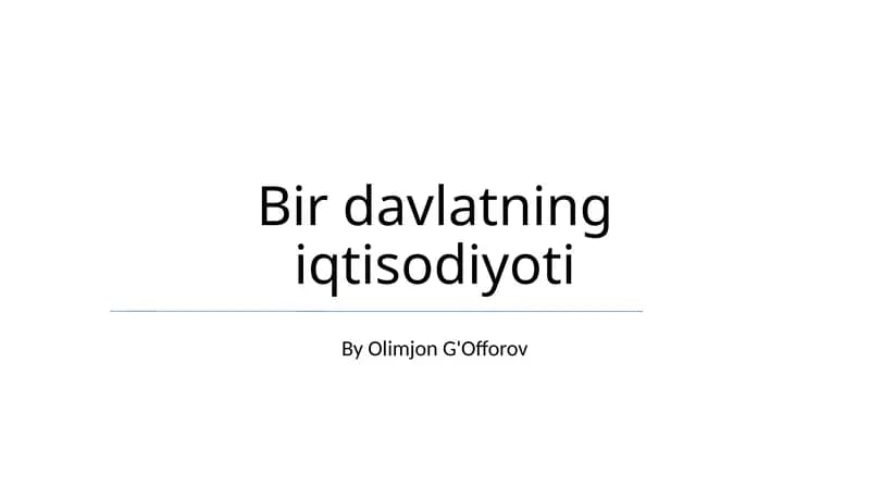 Bir davlatning iqtisodiyoti