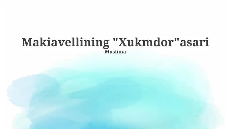 Makiavellining "Xukmdor"asari