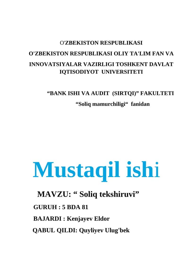 Soliq tekshiruvi