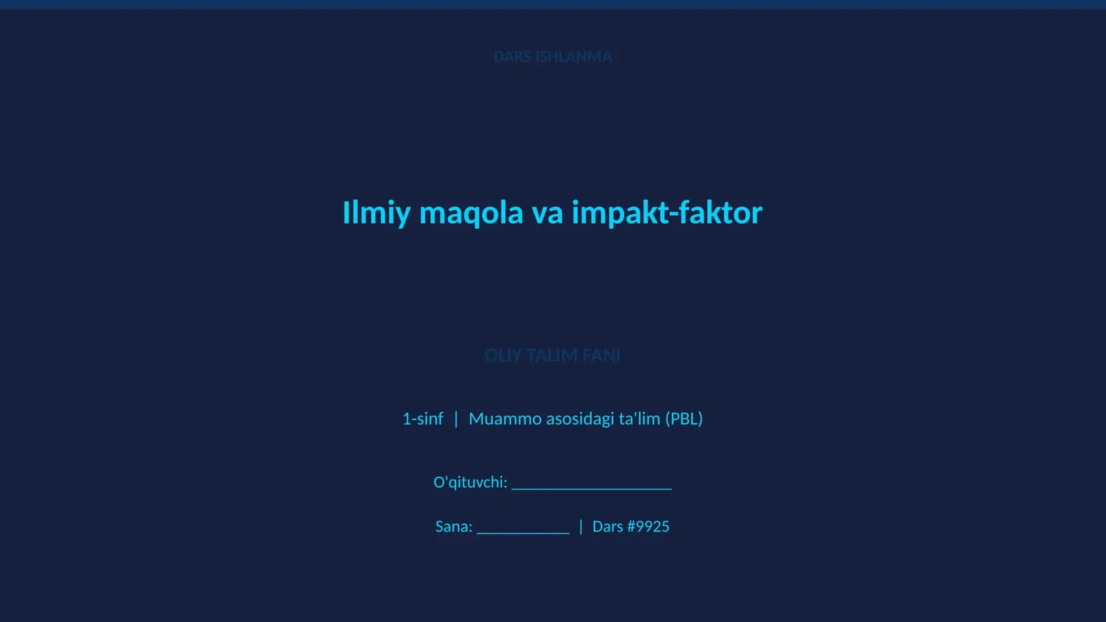 Ilmiy maqola va impakt-faktor