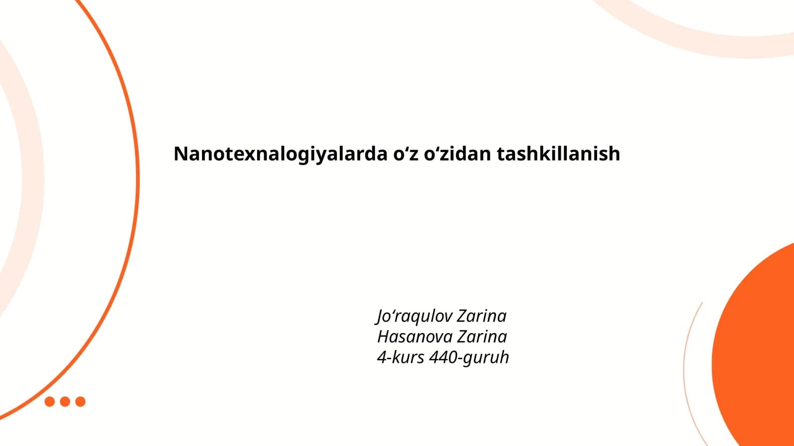 Nanotexnalogiyalarda oʻz oʻzidan tashkillanish