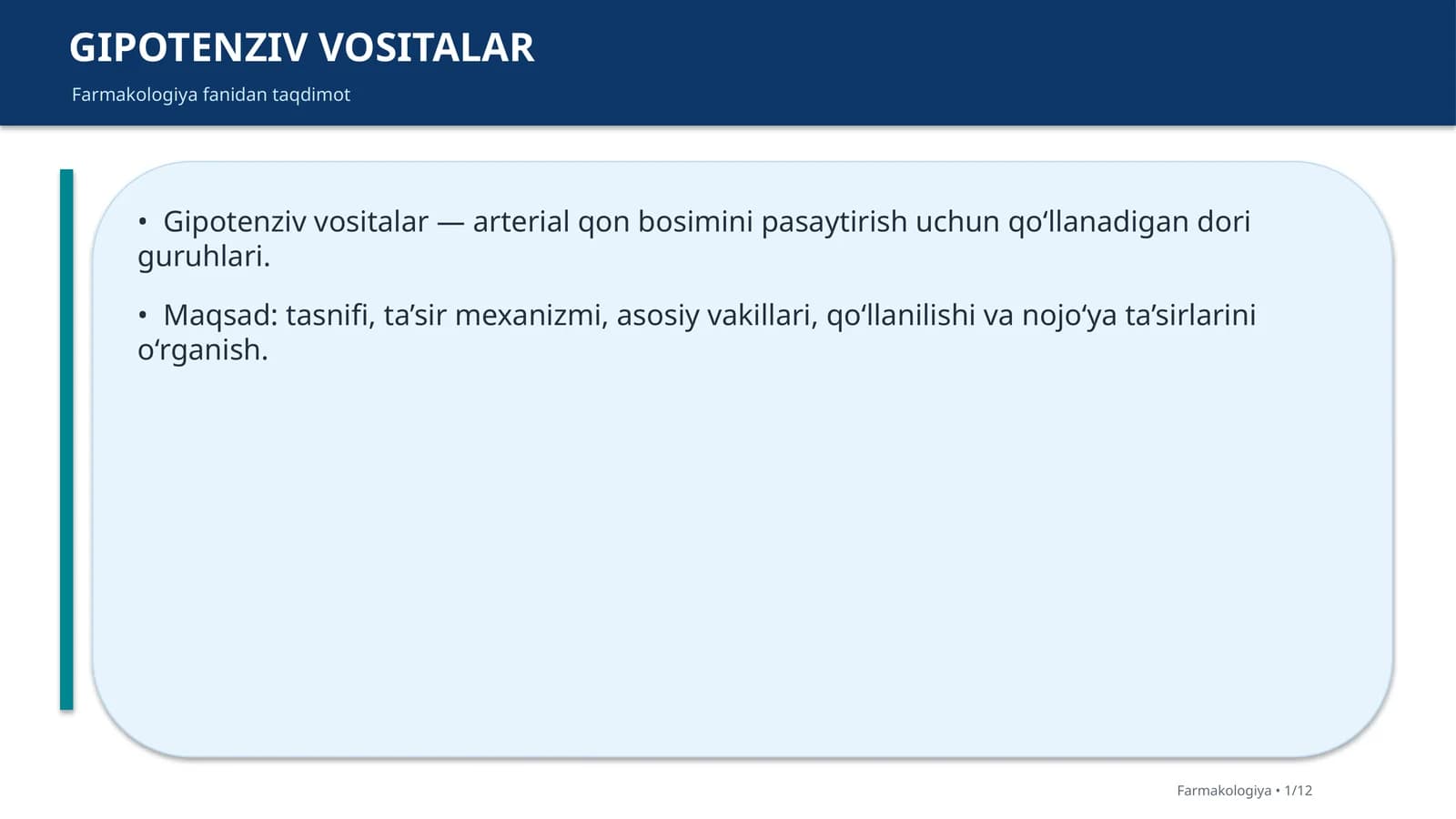GIPOTENZIV VOSITALAR