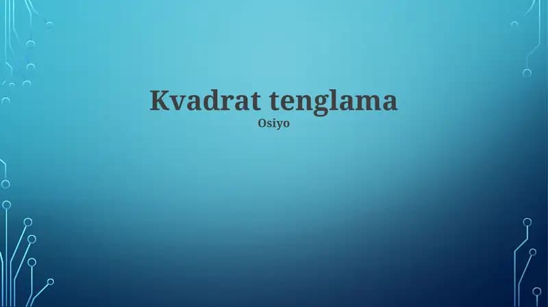 Kvadrat Tenglama