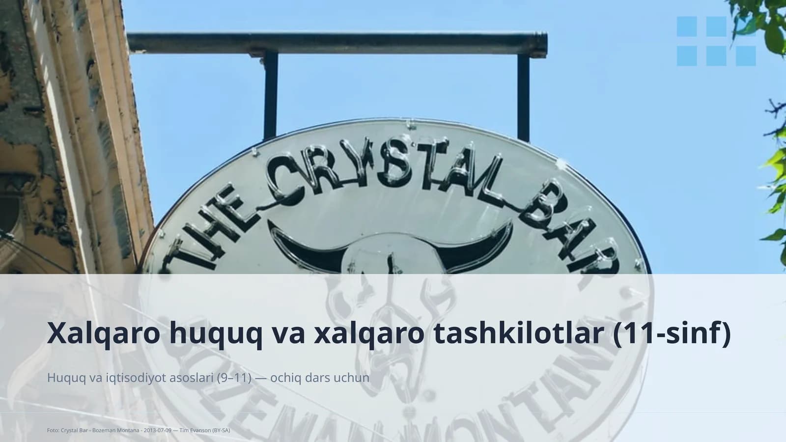 Huquq va iqtisodiyot asoslari (9–11) — ochiq dars uchun