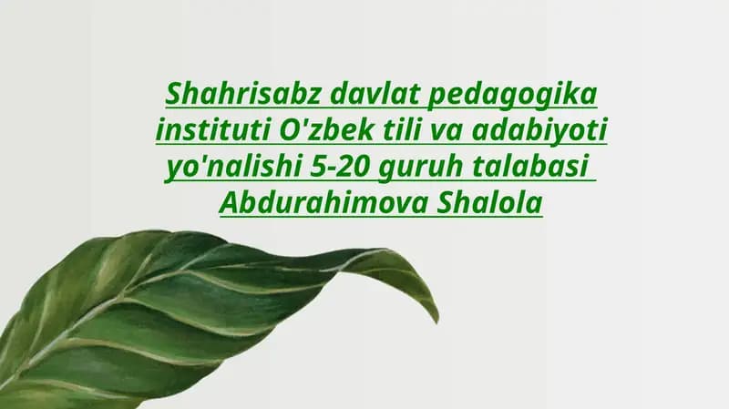 “YAXSHILIK” HIKOYASI